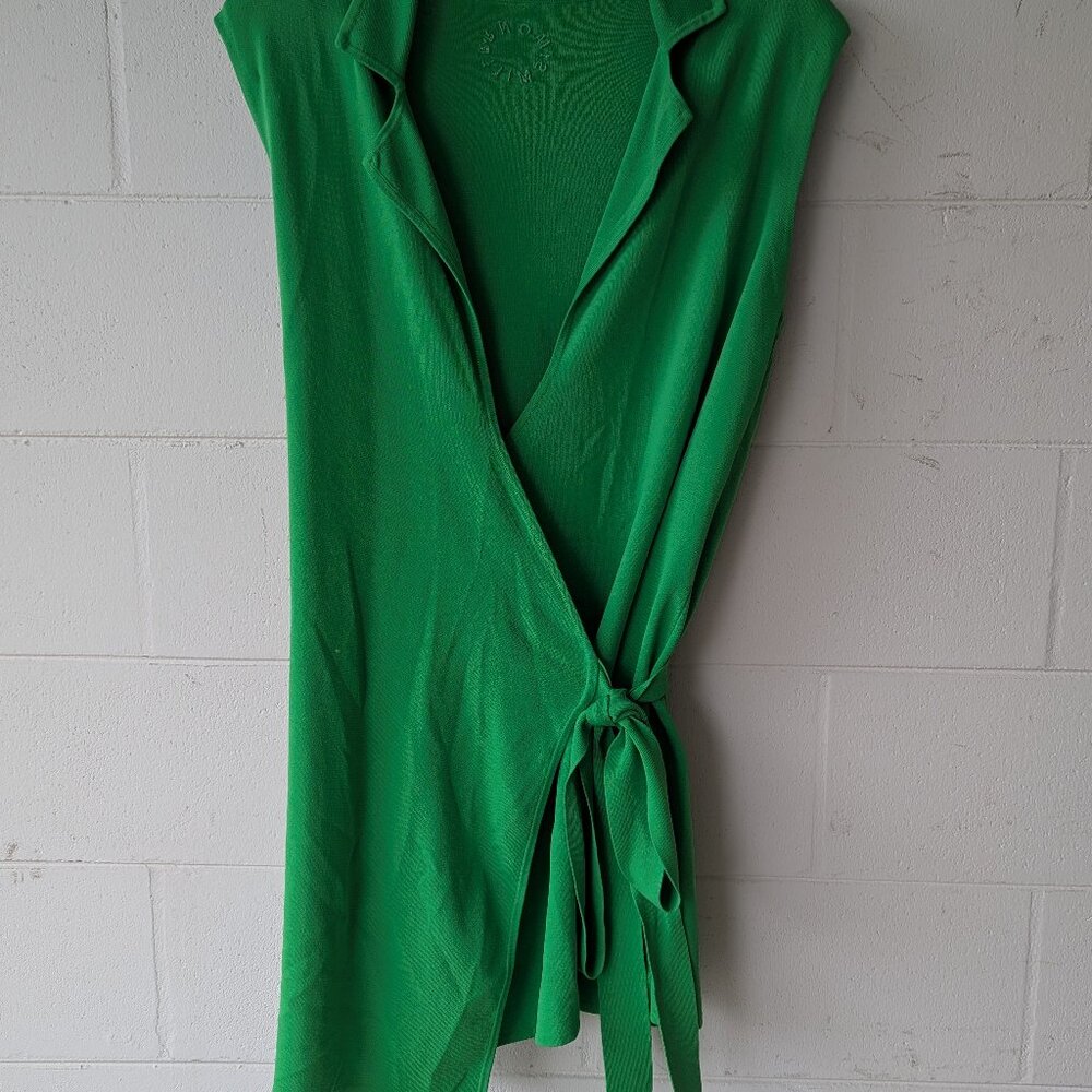 Simon Miller Knit Mini Women Sleeveless Wrap Dress Gummy Green Size XL